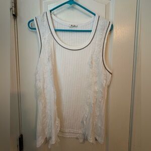 Miss Me White Lace Accent Tank Top